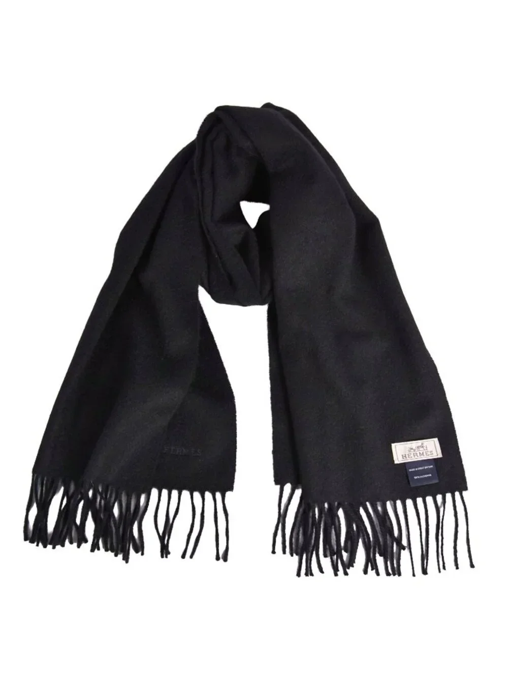 Hermes Scarf Shawl Fringe Cashmere